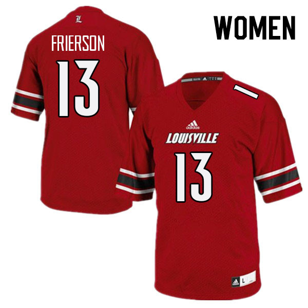 Women #13 Gilbert Frierson Louisville Cardinals College Football Jerseys Stitched Sale-Red - Click Image to Close